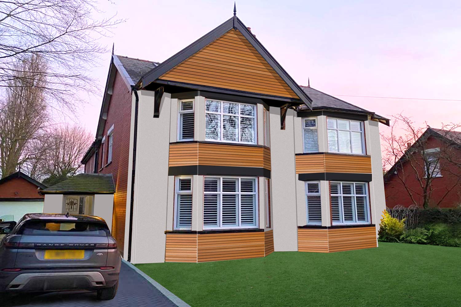 Before and after views of proposed property