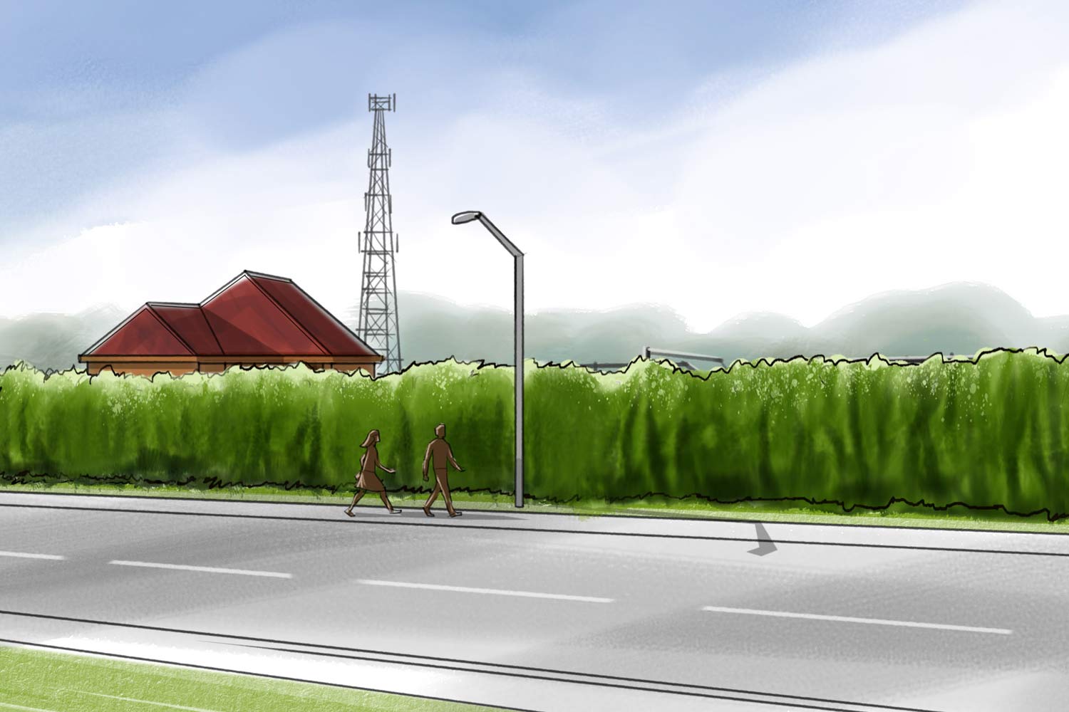 Drawings of landscaping to hide an eyesore